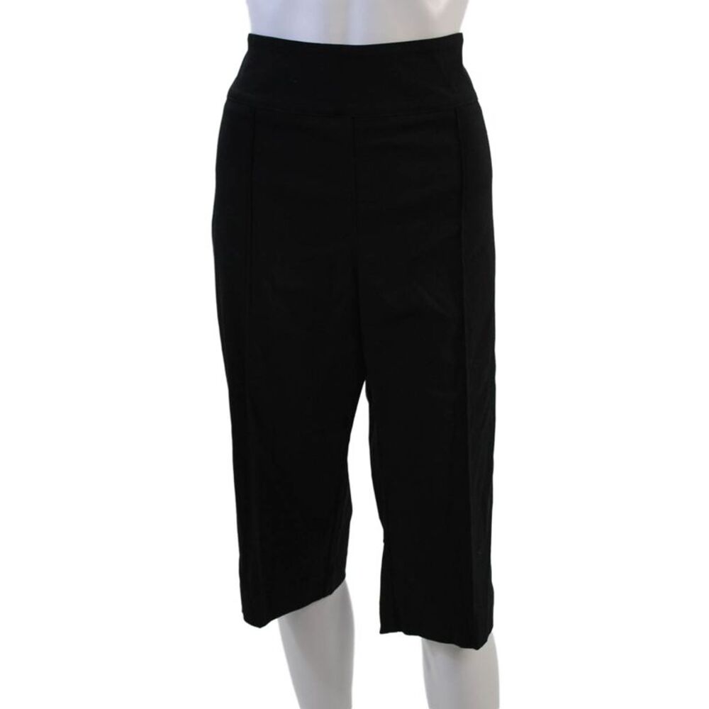 Elliott Lauren Womens Elastic Waist Side Slit Darted Capri Pants Black Size 16